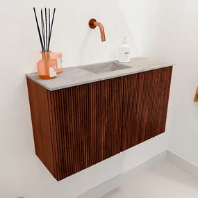 Mondiaz Joya DLux 70cm toiletmeubel ruby met wastafel faye midden zonder kraangat glace