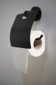 Plieger Vigo toiletrolhouder met klep mat zwart