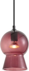 Retro hanglamp zwart met paars glas voor railsysteem 1-fase - Iconic Bell