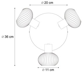 Moderne plafondSpot / Opbouwspot / Plafondspot zwart met smoke glas rond 3-lichts - Teddy Modern E14 Binnenverlichting Lamp