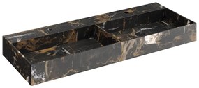Fontana Portoro Gold marmer badmeubel 120cm mat zwart met ribbelfront met kraangaten