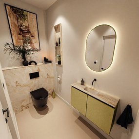 Mondiaz Ture DLux toiletmeubel 80cm oro met wastafel frappe midden zonder kraangat