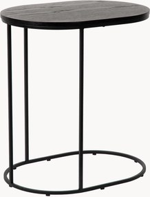 Ovale bijzettafel Olec met houten tafelblad