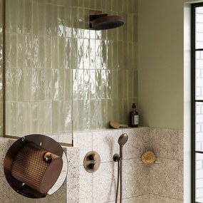 Saniclear Evolution Curved inbouw regendouche rond met 2 standen handdouche verouderd messing