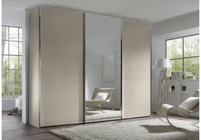 Goossens Kledingkast Big Choice Type 01 163, Slaapkamerkast 298 cm breed, 240 cm hoog, 2 glas schuifdeuren en 1 spiegel schuifdeur midden