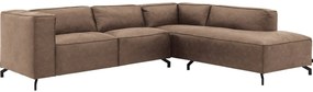 Goossens Bank Calvin bruin, micro leer, 2,5-zits, modern design met ligelement rechts