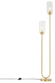 Art Deco vloerlamp goud met glas 2-lichts - Laura