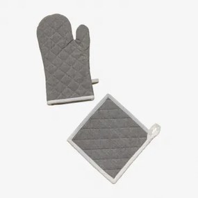 Set Van Ovenhandschoen En Doek Van Katoen Dasiel Donkergrijs - Sklum