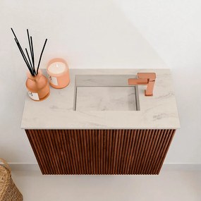 Mondiaz Joya DLux 50cm toiletmeubel ruby met wastafel faye rechts 1 kraangat opalo