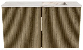Mondiaz Joya DLux 70cm toiletmeubel dusk met wastafel faye rechts zonder kraangat frappe