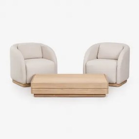 Tuinset Met 2 Fauteuils En Een Rechthoekige Salontafel Van 130x75 Cm In Verona Acaciahout Lichte Acaciekleur - Sklum