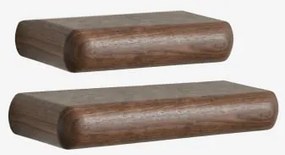 Set Van 2 Houten Wandplanken Carmen Donker Acaciabruin & ↔︎ 60 Cm - ↔︎ 90 Cm - Sklum