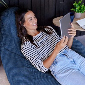 Cloudy Cord Zitzak Stoel - Denim Blauw