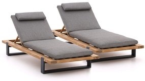 Verstelbaar ligbed SUNS | Teakhout | Grijs - Antraciet | 2 personen | Ligstoel tuin | Strandbed  | Kees Smit Tuinmeubelen