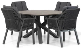 Tuinset Ronde Tuintafel 4 personen 125 cm Rope Grijs Lifestyle Garden Furniture Verona/Ancona