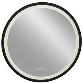 Plieger Nero Round ronde spiegel LED met touch 100cm zwart