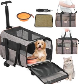 VEVOR Hondentrolley Opvouwbare hondenrugzak Max. draagvermogen 9,9 kg Transporttas Gemaakt van 600D Oxford-stof Hondenkar met 4 wielen Huisdierentrolley Hondenreistas Ideaal voor autoritten of excursies