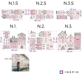 INSPIO Muurstickers - Roze huizen