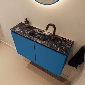 Mondiaz Ture DLux toiletmeubel 80cm jeans met wastafel lava midden met kraangat