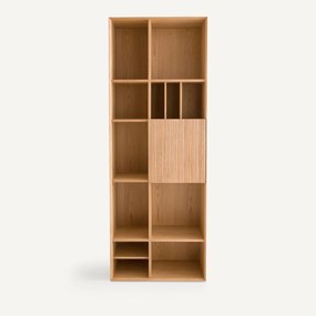 Boekenkast met 1 deur in eiken en fineer, Mikube