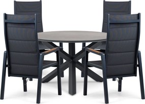 Tuinset Ronde Tuintafel 4 personen 120 cm Aluminium Grijs  Lifestyle Garden Furniture Essence/Xento