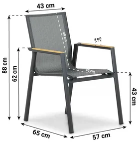 Tuinset 4 personen 181 cm Aluminium/textileen Grijs Lifestyle Garden Furniture Fiora/Palermo