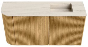 Mondiaz Joya DLux 80cm toiletmeubel ronding links oak met wastafel faye rechts 1 kraangat meli