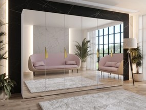 Kledingkast Hartford 632, Gouden, Wit, 202x300x52cm, 210.5 kg, Kledingkast deuren: Met scharnieren