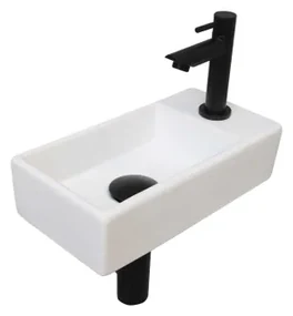 INK Versus Fonteinset - 36x18x9cm - wasbak links - porselein Mat wit/mat zwart 1805361
