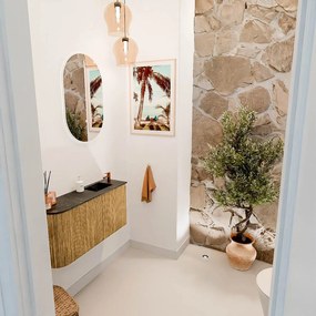 Mondiaz Joya DLux 80cm toiletmeubel ronding links oak met wastafel faye rechts 1 kraangat lava