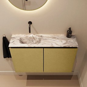 Mondiaz Ture DLux toiletmeubel 80cm oro met wastafel glace links zonder kraangat