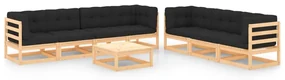 vidaXL 8-delige Loungeset met kussens massief grenenhout