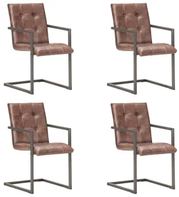 vidaXL Eetkamerstoelen 4 st echt leer verweerd bruin