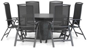 Tuinset Ronde Tuintafel 6 personen 140 cm Aluminium/textileen Grijs Lifestyle Garden Furniture Tirana/Graniet