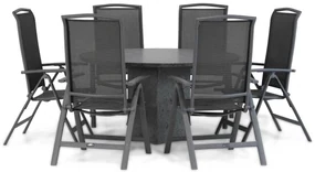 Tuinset Ronde Tuintafel 6 personen 140 cm Aluminium/textileen Grijs Lifestyle Garden Furniture Tirana/Graniet