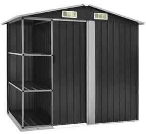 vidaXL Tuinschuur met rek 205x130x183 cm ijzer antraciet
