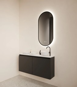 Gliss Design Echo toiletmeubel 100cm zwart mat met toppaneel wit mat