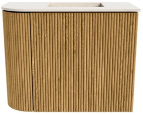 Mondiaz Joya DLux 50cm toiletmeubel ronding links oak met wastafel faye rechts zonder kraangat meli