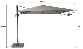 Platinum Challenger Zweefparasol Xm T Premium (incl. Voet En Hoes) Aluminium Grijs