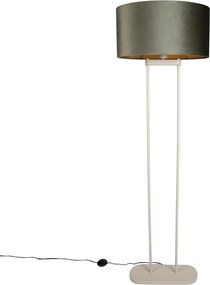 Vloerlamp beige met groene ovalen kap en gouden binnenkant 50cm - Thijmen