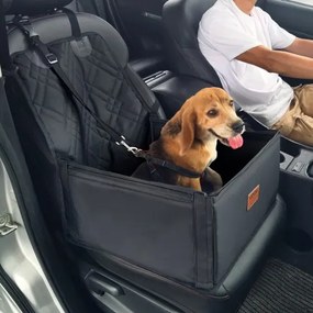 VEVOR Hondenautostoel, Hondenverhoger met Ondersteuningsframe, Autostoel voor Huisdieren met Bevestigbare Veiligheidsriem, Katoenen Vulling, Hondenautobed voor Kleine Honden tot 11 kg, Zwart