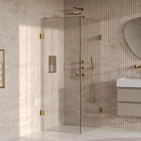 Brauer Void Carving profielloze douchecabine 90x100cm messing geborsteld PVD