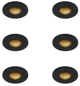 Set van 6 Moderne badkamer inbouwspot zwart IP54 - Shed Honey