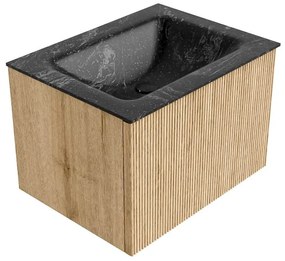 Mondiaz Kurve-dlux 60cm badmeubel oak met 1 lade en wastafel cloud midden zonder kraangat lava
