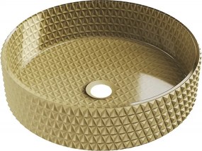 Mexen Aura glazen opbouw wastafel 39 x 39 cm, goud - 24013950