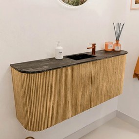 Mondiaz Joya DLux 105cm toiletmeubel ronding links/rechts oak met wastafel faye midden 1 kraangat lava