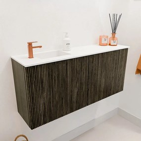 Mondiaz Joya 90cm toiletmeubel shadow met wastafel faye links 1 kraangat talc