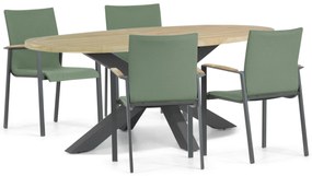 Tuinset 4 personen 200 cm Aluminium/textileen Groen Lifestyle Garden Furniture Brandon/Brookline