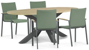 Tuinset 4 personen 200 cm Aluminium/textileen Groen Lifestyle Garden Furniture Brandon/Brookline
