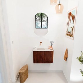 Mondiaz Joya DLux 60cm toiletmeubel ronding rechts ruby met wastafel faye links zonder kraangat meli